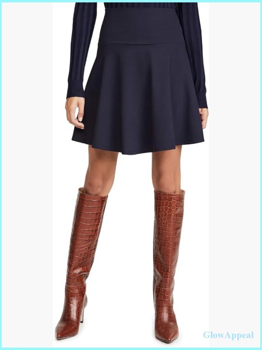High Waist Flare Skirt - Supplex Nylon Jersey Pull On Mini